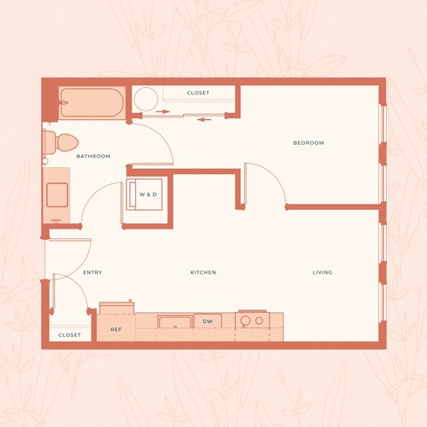 The Warren in Spokane, WA One Bedroom B Floor Plan